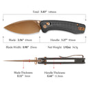 TRIVISA Koala-CG JM02-CG-N – 2.56" N690 Drop Point Crossbar Lock Knife with Carbon Fiber G10 Handle