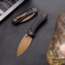 TRIVISA Koala-CG JM02-CG-N – 2.56" N690 Drop Point Crossbar Lock Knife with Carbon Fiber G10 Handle