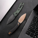 TRIVISA Koala-CG JM02-CG-N – 2.56" N690 Drop Point Crossbar Lock Knife with Carbon Fiber G10 Handle