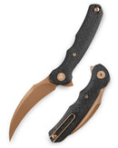 TRIVISA Lacerta-CG TY19-CG-14 – 3.34" 14C28N Pointed Liner Lock Knife with Carbon Fiber G10 Handle