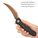 TRIVISA Lacerta-CG TY19-CG-14 – 3.34" 14C28N Pointed Liner Lock Knife with Carbon Fiber G10 Handle