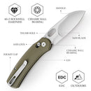 TRIVISA Lamb-03G TY26-G-N – 3.01" N690 Sheepfoot Crossbar Lock Knife with G10 Handle