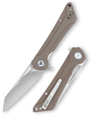 TRIVISA Monoceros-03D TY25-DG – 3.38" 14C28N Cleaver Point Liner Lock Knife with G10 Handle