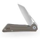 TRIVISA Monoceros-03D TY25-DG – 3.38" 14C28N Cleaver Point Liner Lock Knife with G10 Handle