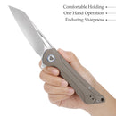 TRIVISA Monoceros-03D TY25-DG – 3.38" 14C28N Cleaver Point Liner Lock Knife with G10 Handle