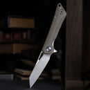TRIVISA Monoceros-03D TY25-DG – 3.38" 14C28N Cleaver Point Liner Lock Knife with G10 Handle