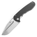 Tenable Bömbur T1054A3 – 3.53" Stonewashed D2 Blade, Twill Carbon Fiber Handle with Liner Lock