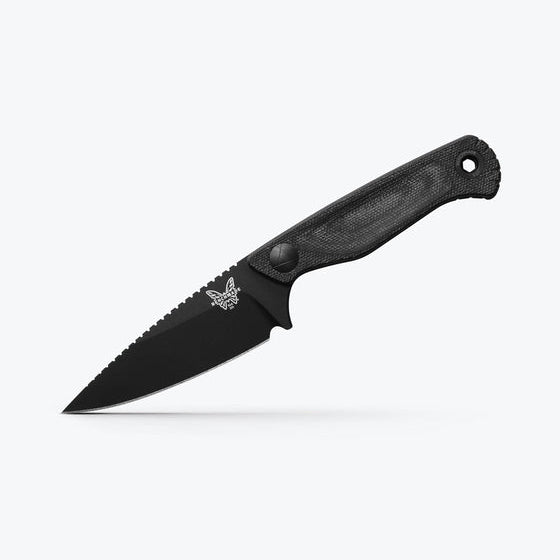 Benchmade Dacian 203BK-02 3.54" Black Cerakote CPM-Magnacut Black Micarta Handles Spear Point Ambidextrous Leather/Boltaron Sheath