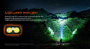 Acebeam UC25 Desert Sand beam shot – white LED illumination outdoors at night