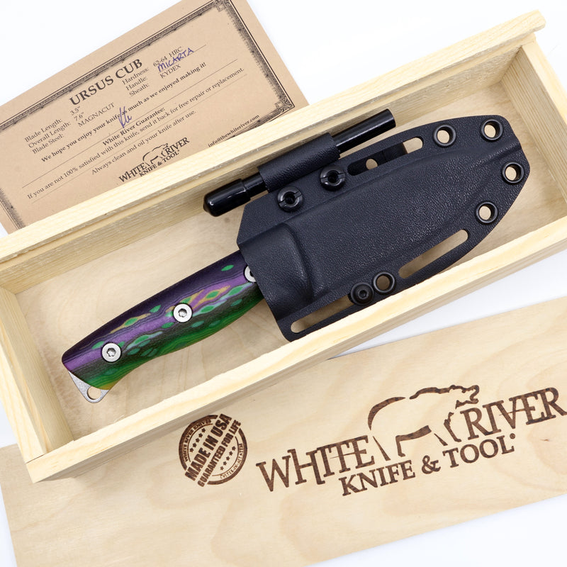White River Knife & Tool Ursus Cub – 3.5" MagnaCut Fixed Blade Knife Custom Jokerfish G-Carta