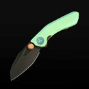 Reate VK-FROK Ti-Green DLC front view – 3.2" black DLC Elmax drop point folding knife
