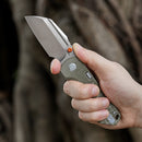 Vosteed Hedgehog A1311 – 2.99" S35VN Modified Sheepsfoot Top Liner Lock Knife with Olive Green Micarta Handle