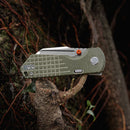 Vosteed Hedgehog A1311 – 2.99" S35VN Modified Sheepsfoot Top Liner Lock Knife with Olive Green Micarta Handle