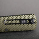 Vosteed Vombat Crossbar Lock Knife 2.92" M390 Black Stonewash Bowie Blade Olive Green Aluminum A4102