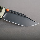 Vosteed Vombat Crossbar Lock Knife 2.92" M390 Black Stonewash Bowie Blade Olive Green Aluminum A4102