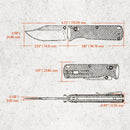 Vosteed Vombat Crossbar Lock Knife 2.92" M390 Black Stonewash Bowie Blade Olive Green Aluminum A4102