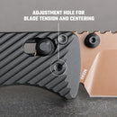 Vosteed Vombat Crossbar Lock Knife 2.92" M390 Copper Dune Blade Black Aluminum Handle A4107