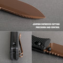 Vosteed Vombat Crossbar Lock Knife 2.92" M390 Copper Dune Blade Black Aluminum Handle A4107