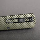 Vosteed Vombat Crossbar Lock Knife 2.92" M390 Black Stonewash Blade Olive Green Aluminum Handle A4105