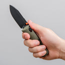 Vosteed Vombat Crossbar Lock Knife 2.92" M390 Black Stonewash Blade Olive Green Aluminum Handle A4105