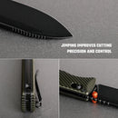 Vosteed Vombat Crossbar Lock Knife 2.92" M390 Black Stonewash Blade Olive Green Aluminum Handle A4105