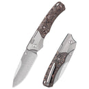 Remette WD107-TB – 3.23″ M390 drop point, flamed copper titanium folding knife