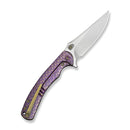 WE Knife Dracarys WE25061B-2 – 3.58" Bohler M390 Clip Point Frame Lock Knife with Purple & Golden Titanium Handle
