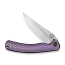 WE Knife Dracarys WE25061B-2 – 3.58" Bohler M390 Clip Point Frame Lock Knife with Purple & Golden Titanium Handle