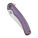 WE Knife Dracarys WE25061B-2 – 3.58" Bohler M390 Clip Point Frame Lock Knife with Purple & Golden Titanium Handle