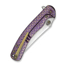 WE Knife Dracarys WE25061B-2 – 3.58" Bohler M390 Clip Point Frame Lock Knife with Purple & Golden Titanium Handle