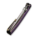 WE Knife Dracarys WE25061B-2 – 3.58" Bohler M390 Clip Point Frame Lock Knife with Purple & Golden Titanium Handle