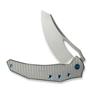 We Knife Co Ltd Epaulette  3.45" Bohler M390 Polished Bead Blasted Blue, Titanium WE24024-3