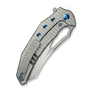 We Knife Co Ltd Epaulette  3.45" Bohler M390 Polished Bead Blasted Blue, Titanium WE24024-3