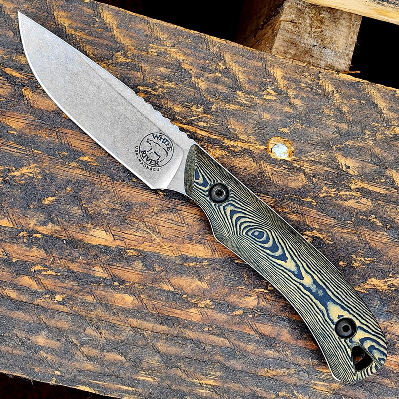 White River Smith & Sons Axiom Knife – CPM Magnacut Steel, Maple / Black Richlite Handle, Kydex Sheath (USA Made)