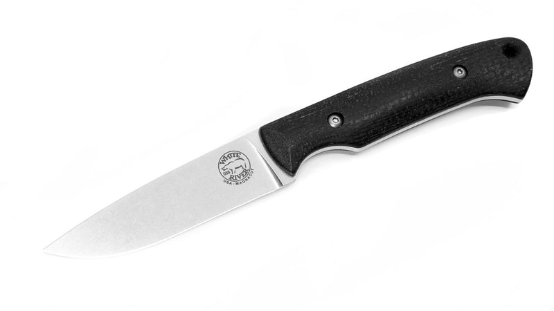 White River Hunter Fixed Blade Knife – 3.5" Magnacut Steel, Black Burlap Micarta, USA Made