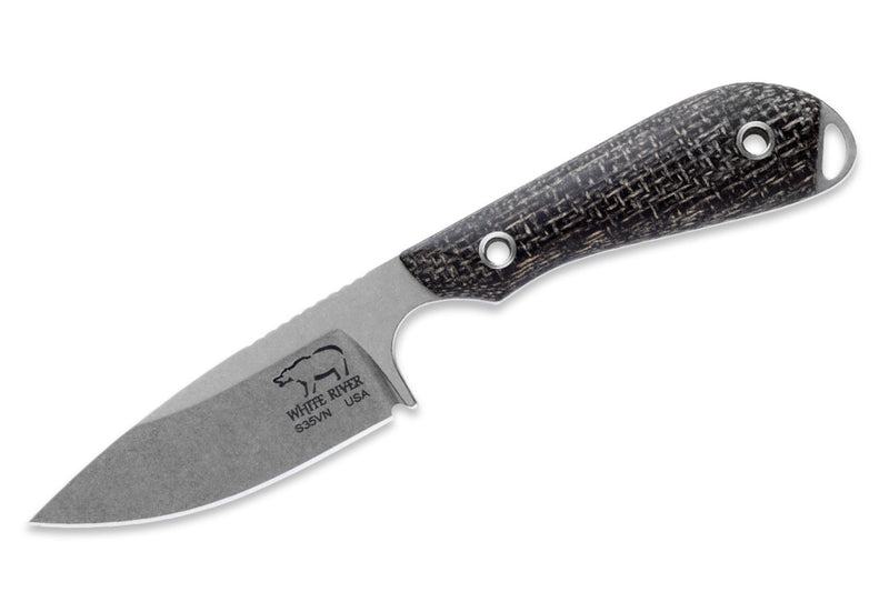 White River M1 Caper Fixed Blade Knife – 3in S35VN, Black Burlap Micarta, USA Made