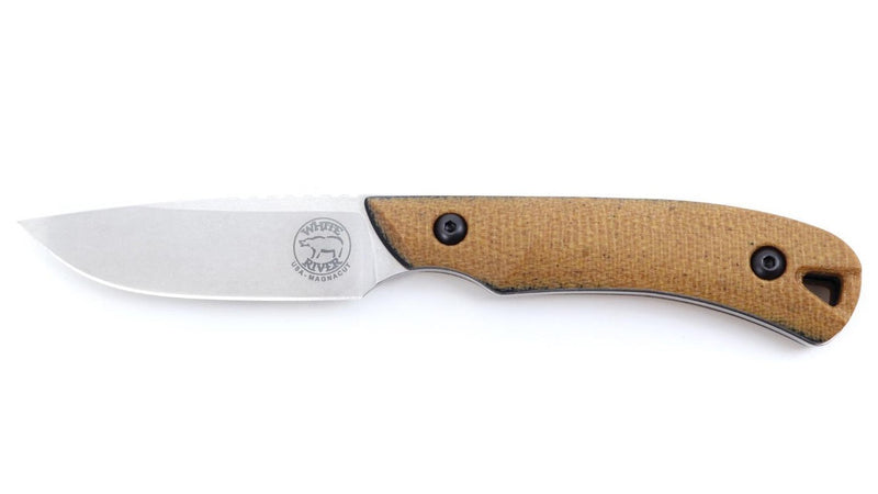 White River Smith & Sons Axiom Knife – CPM Magnacut Steel, Natural Canvas Micarta Handle, Kydex Sheath (USA Made)