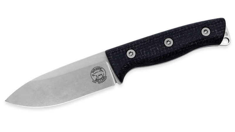 White River Ursus Cub Fixed Blade Knife – 3.5in Magnacut, Black Burlap Micarta