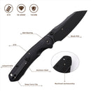 Wixco Axor WX15-A – 3.35" 14C28N Modified Sheepfoot Black G10 Liner Lock Knife