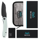 Wixco Axor WX15-D – 3.35" 14C28N Modified Sheepfoot White Jade G10 Liner Lock Knife