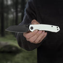 Wixco Axor WX15-D – 3.35" 14C28N Modified Sheepfoot White Jade G10 Liner Lock Knife