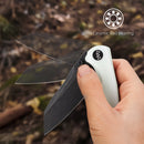 Wixco Axor WX15-D – 3.35" 14C28N Modified Sheepfoot White Jade G10 Liner Lock Knife
