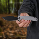 Wixco Pexston WX12-B – 3.3" 14C28N Clip Point Grey Aluminum Liner Lock Knife