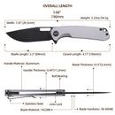 Wixco Pexston WX12-B – 3.3" 14C28N Clip Point Grey Aluminum Liner Lock Knife