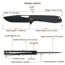 Wixco Ragnar WX11-A – 3.5" 14C28N Black G10 Liner Lock Flipper Knife