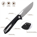 Wixco Ragnar WX11-B – 3.5" 14C28N Bead Blast Black G10 Liner Lock Knife