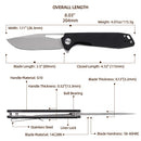 Wixco Ragnar WX11-B – 3.5" 14C28N Bead Blast Black G10 Liner Lock Knife