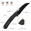Wixco Wortex WX16-A – 3.1" 14C28N Liner Lock Black Micarta Knife