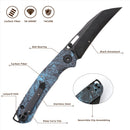 Wixco Wortex WX16-C – 3.1" 14C28N Liner Lock Sky Blue Carbon Fiber Knife
