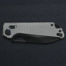 Kunwu Pulsar XL X705XL-T3 closed view showing grey diamond texture titanium handle and deep-carry clip